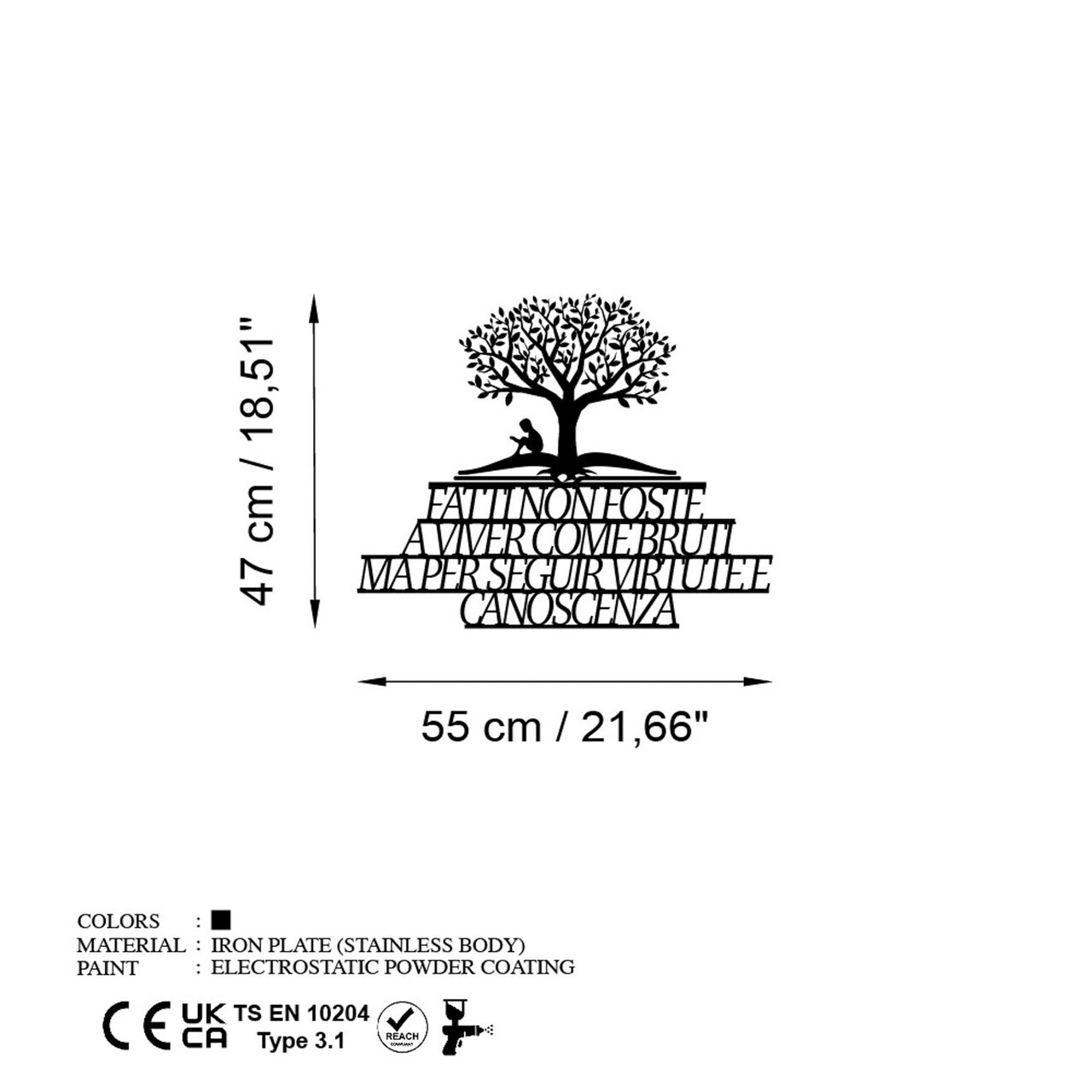 Decoratiune de perete, Fatti Non Foste 2, Dimensiuni: 55 x 47 cm, Negru — imaginea 6