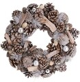 Coronita decorativa Pinecone w ball, 34x9 cm, polistiren,  maro/argintiu