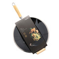 Tigaie Wok Sydney, Homla, 50x32x9 cm, 4 L, otel/lemn/sticla, negru/natur