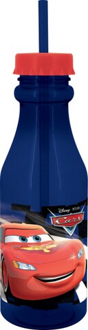 Bidon cu pai Cars, Disney, 500 ml, plastic, albastru