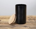 Cutie depozitare alimente, Wenko, Mio, 11 x 11 x 19 cm, 1.4 L, lemn/sticla/silicon, negru/maro