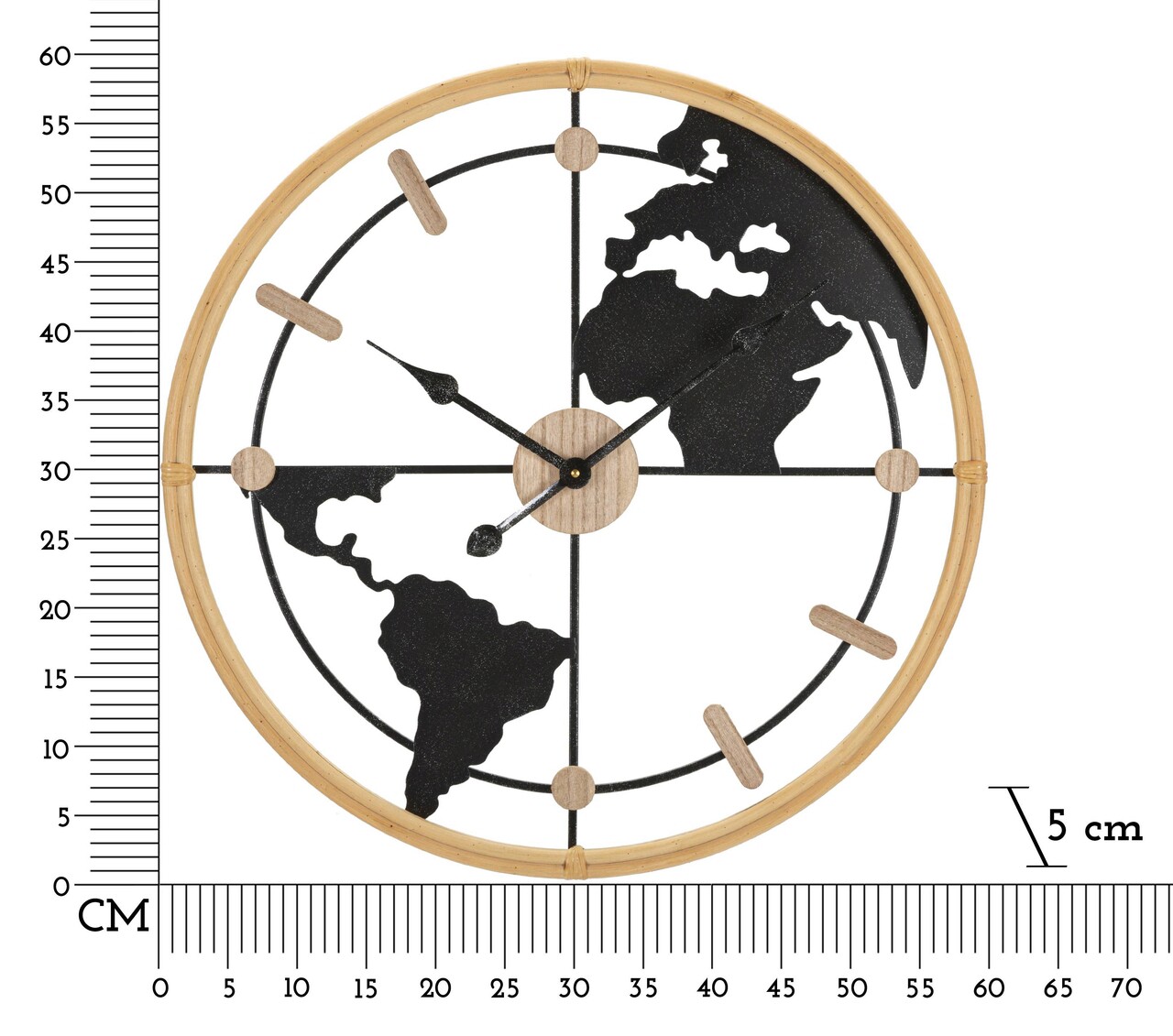 Ceas de perete World New, Mauro Ferretti, Ø60 cm, fier/MDF, maro/negru