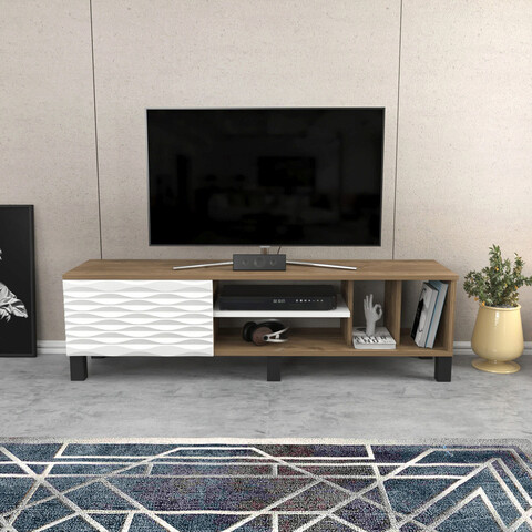 Comoda tv, retricy, olyo, 140x35x40.3 cm, pal, nuc / alb