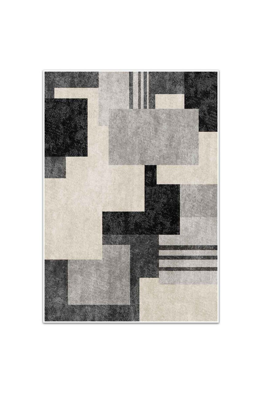 Covor, CLR-7365-HALI-49, 60x200 cm, Poliester, Negru — imaginea 2