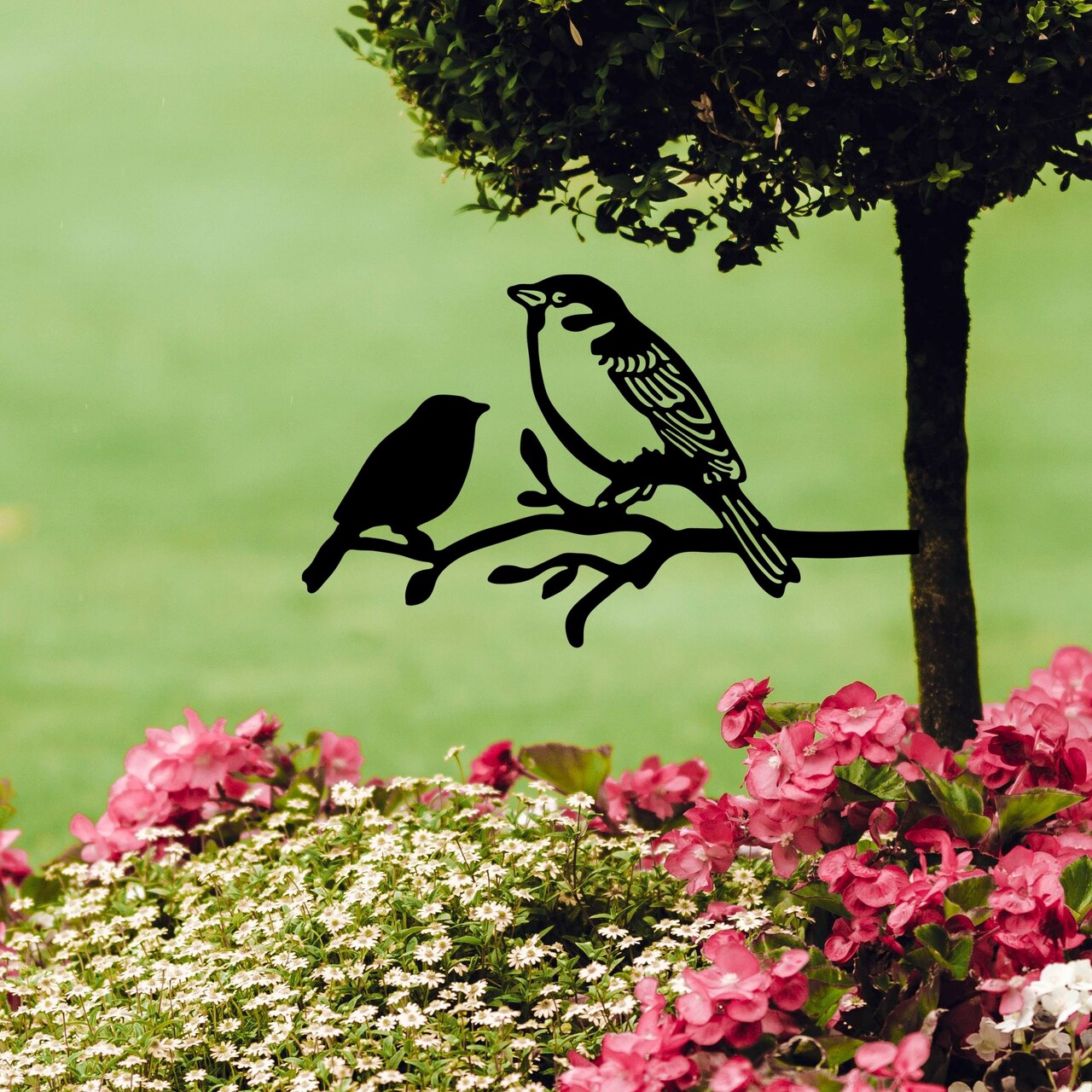 Obiect decorativ de grădină, Bird On The Branch 02, 40x20 cm, Negru - view 2