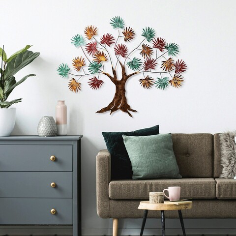 Decoratiune de perete, maple, metal, dimensiune: 115 x 90 cm, verde / roșu / maro