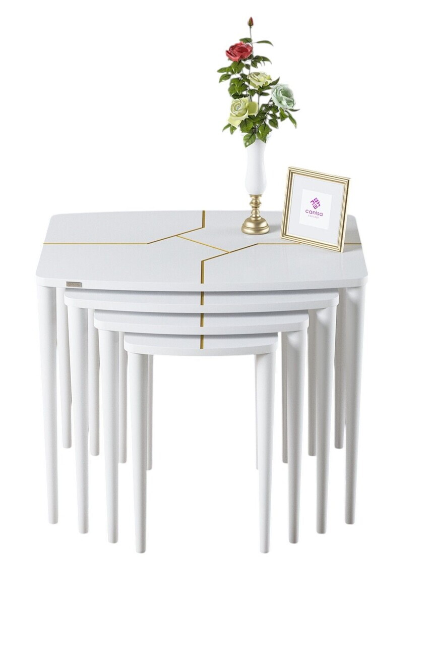 Set masute Nesting 4 piese, Hanah Home, Lyon, Alb — imaginea 2