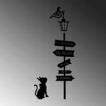 Decoratiune de perete, Where To Go ?, Metal, 25 x 1.5 x 39 cm, Negru