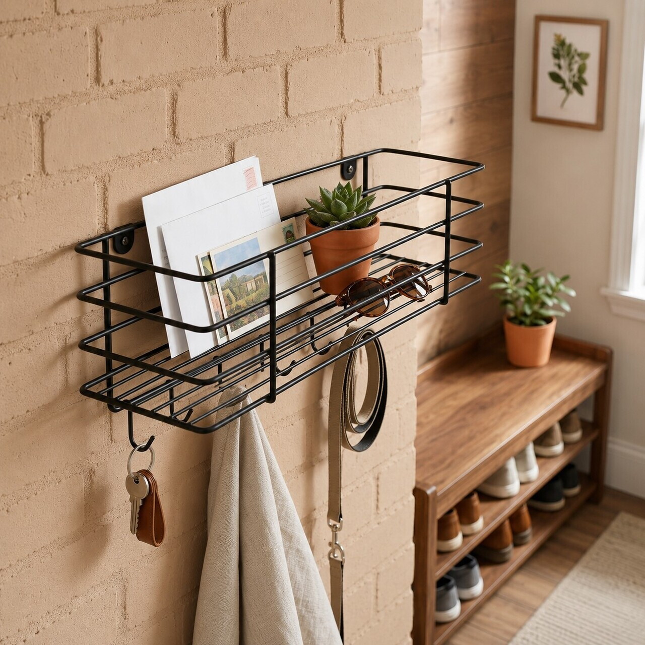 Raft de perete, Hanah Home, Bark, 34x19x12 cm, Negru — imaginea 2