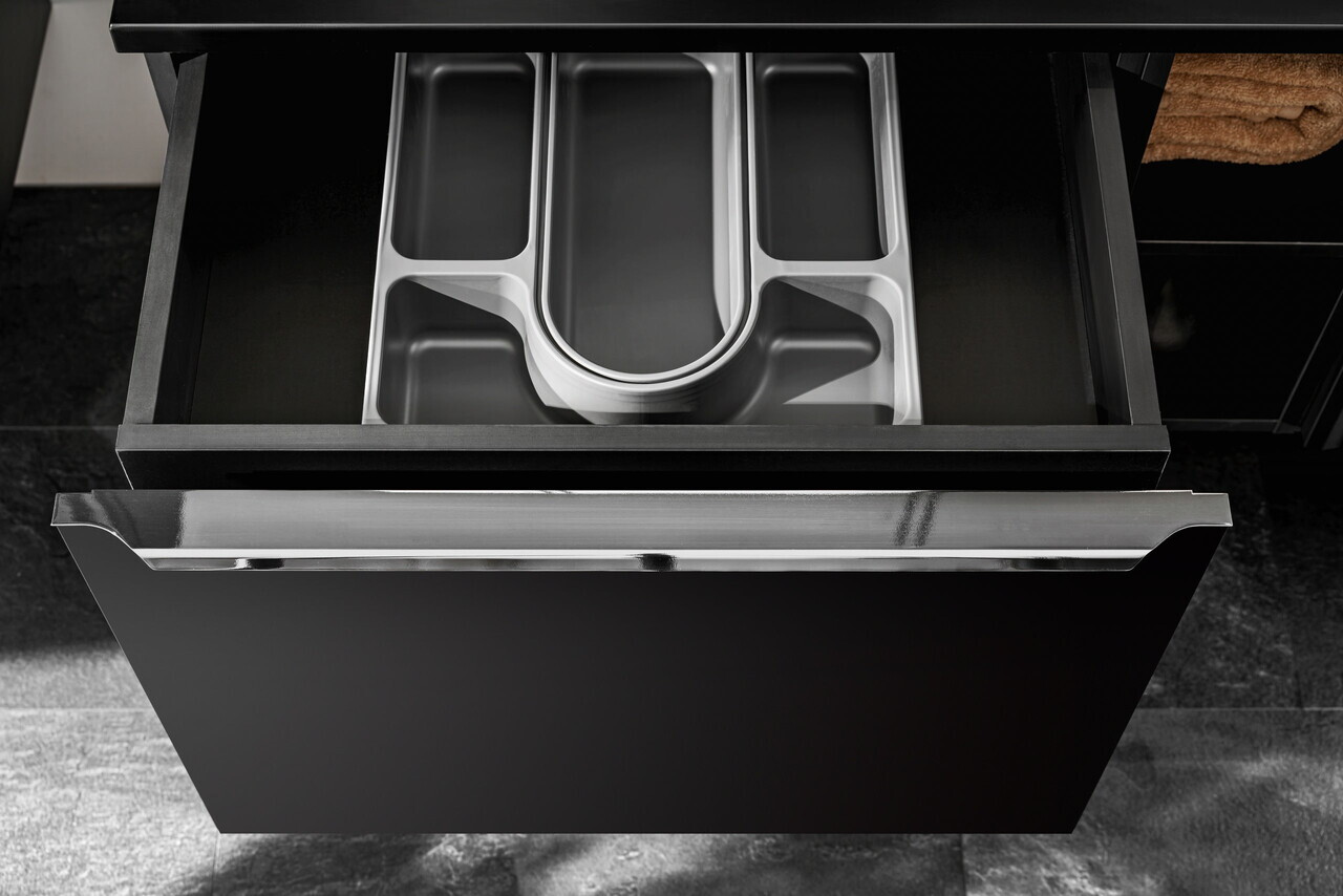 Set mobilier baie, dulap dublu si 2 lavoare, 140 cm Lola, Santa Fe Black, Comad, MDF/PAL laminat, negru mat — imaginea 5