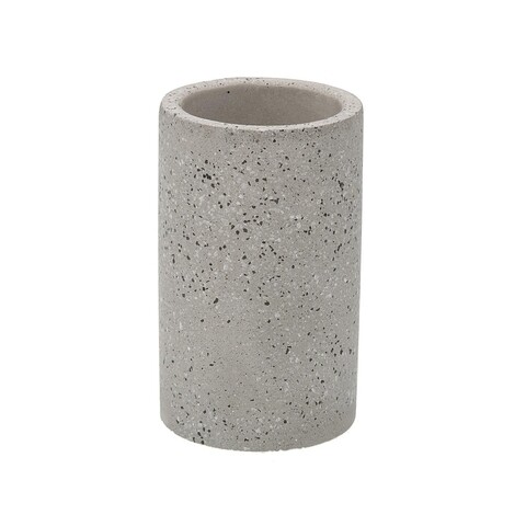 Suport periute si pasta de dinti Stone, Versa, Ø7x12.5 cm, polirasina, gri