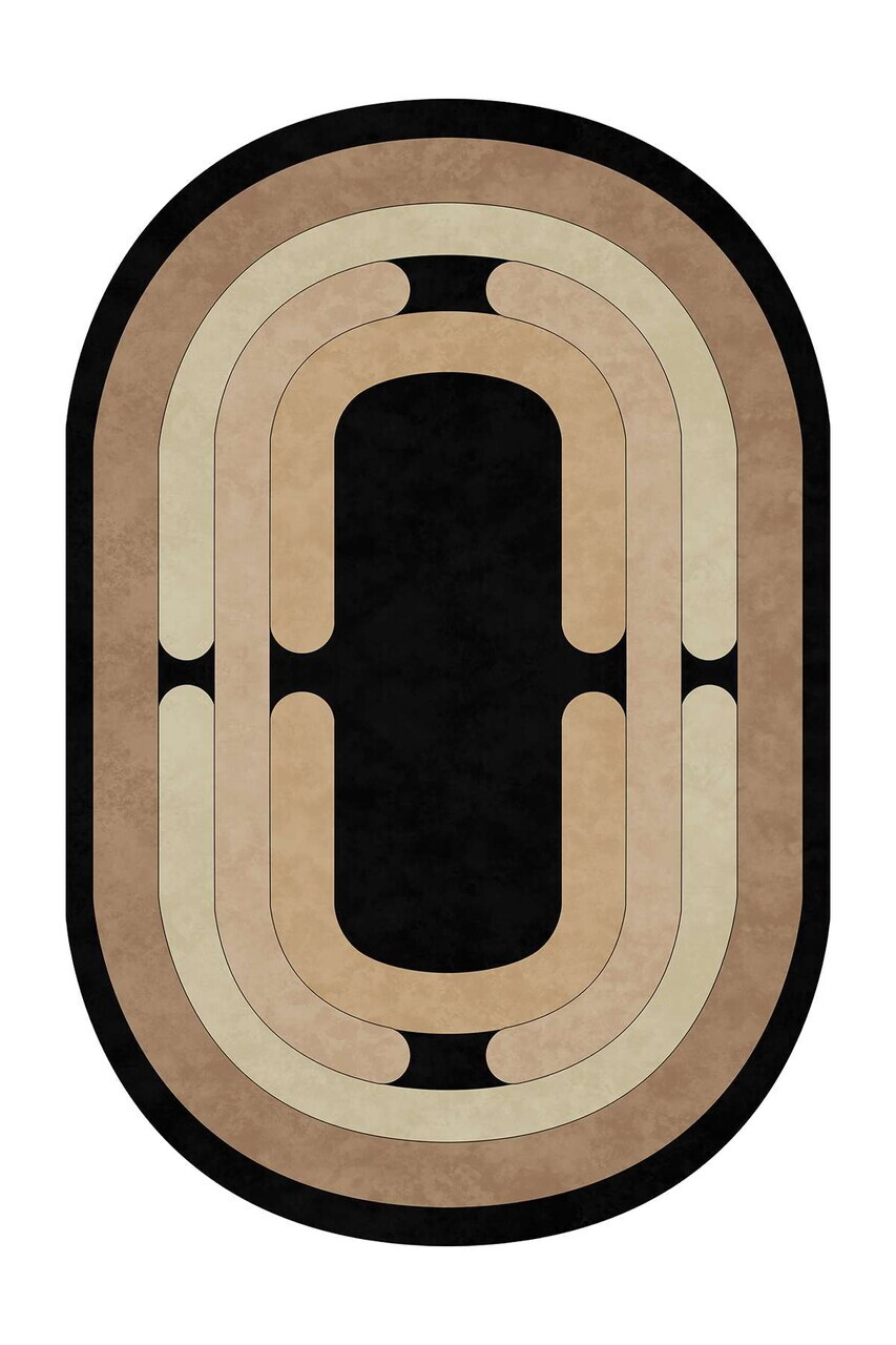 Covor Sftkece045-Oval 80x120 cm Poliester Negru