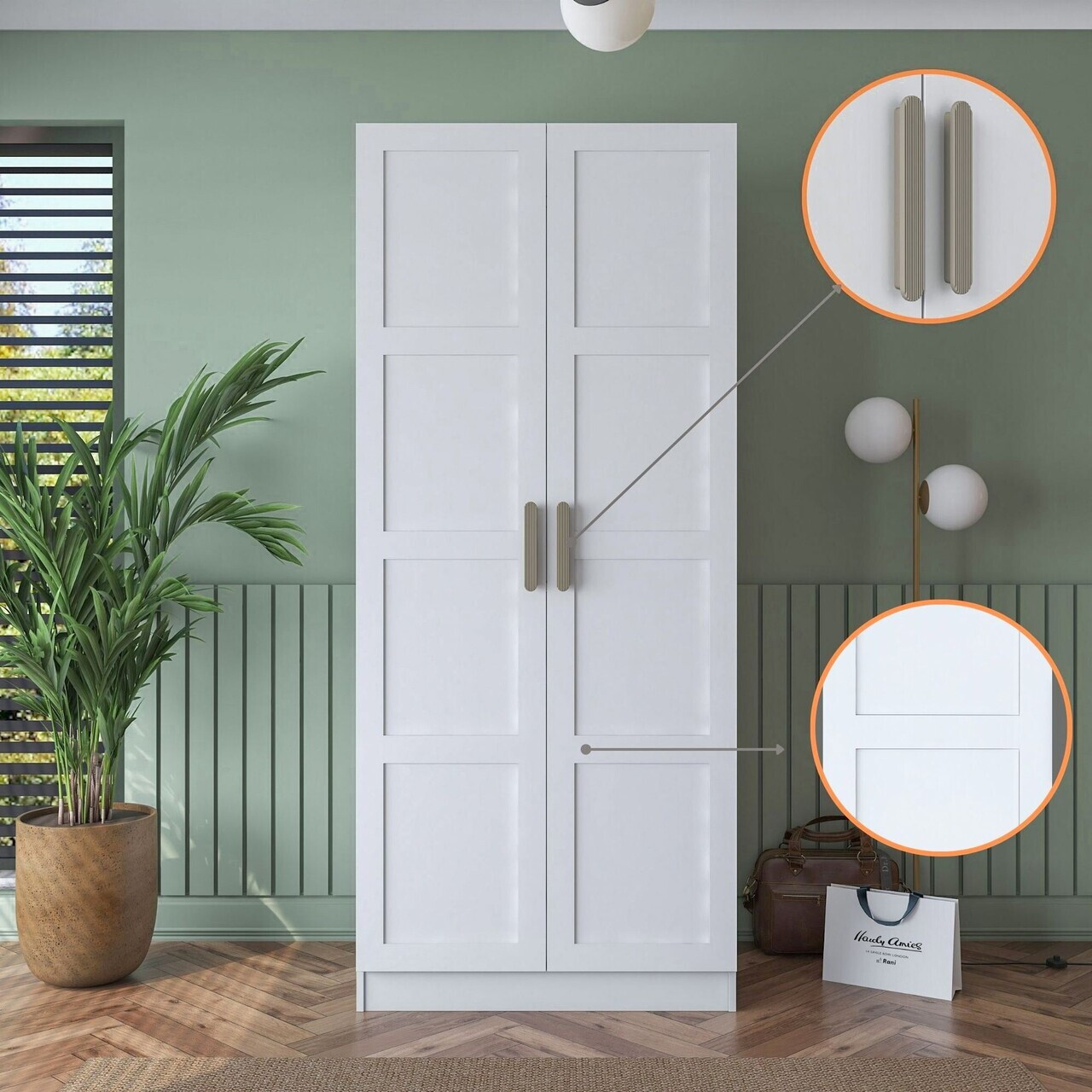 Dulap pentru haine, Hanah Home, BA187, 90x210x57.5 cm, PAL melaminat, Alb - view 4