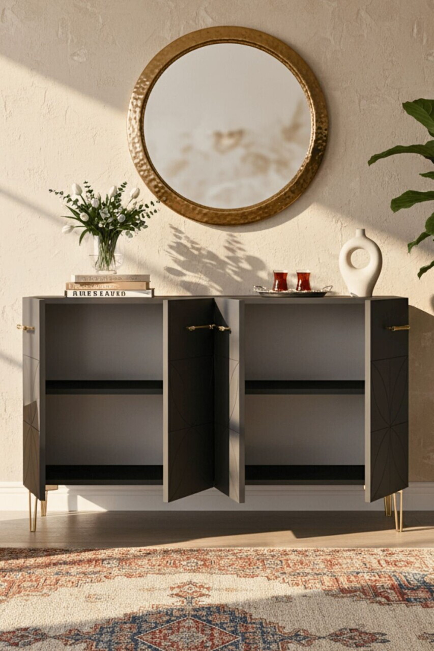 Consola, Hanah Home, Eliz 120, 120x75x32 cm, Antracit — imaginea 3