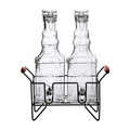Set 2 dozatoare pentru bauturi cu suport Lomi, Homla, 2x2.3 L, sticla/metal, transparent/negru