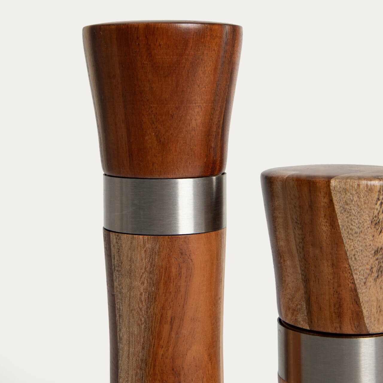 Set 2 rasnite sare/piper Mooka, Homla, 20 cm/25 cm, lemn/ceramica/aluminiu, maro — imaginea 3