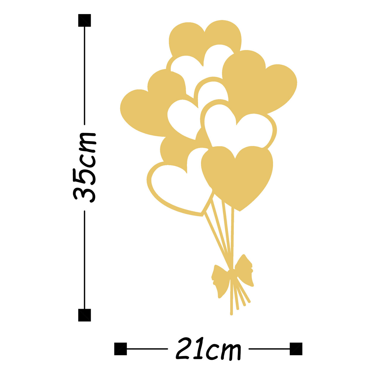 Decoratiune de perete, Balloons, Dimensiune: 21 x 35 cm, Auriu — imaginea 3