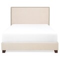 Pat tapitat Queen Size 155x205 cm cu somiera, Newark, L.209 l.166 H.130, lemn/stofa, bej