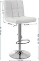Set 2 scaune de bar pentru bucatarie, Songmics, 44.5 x 38 x 95-115 cm, rotativ 360, piele ecologica/otel fromat, alb
