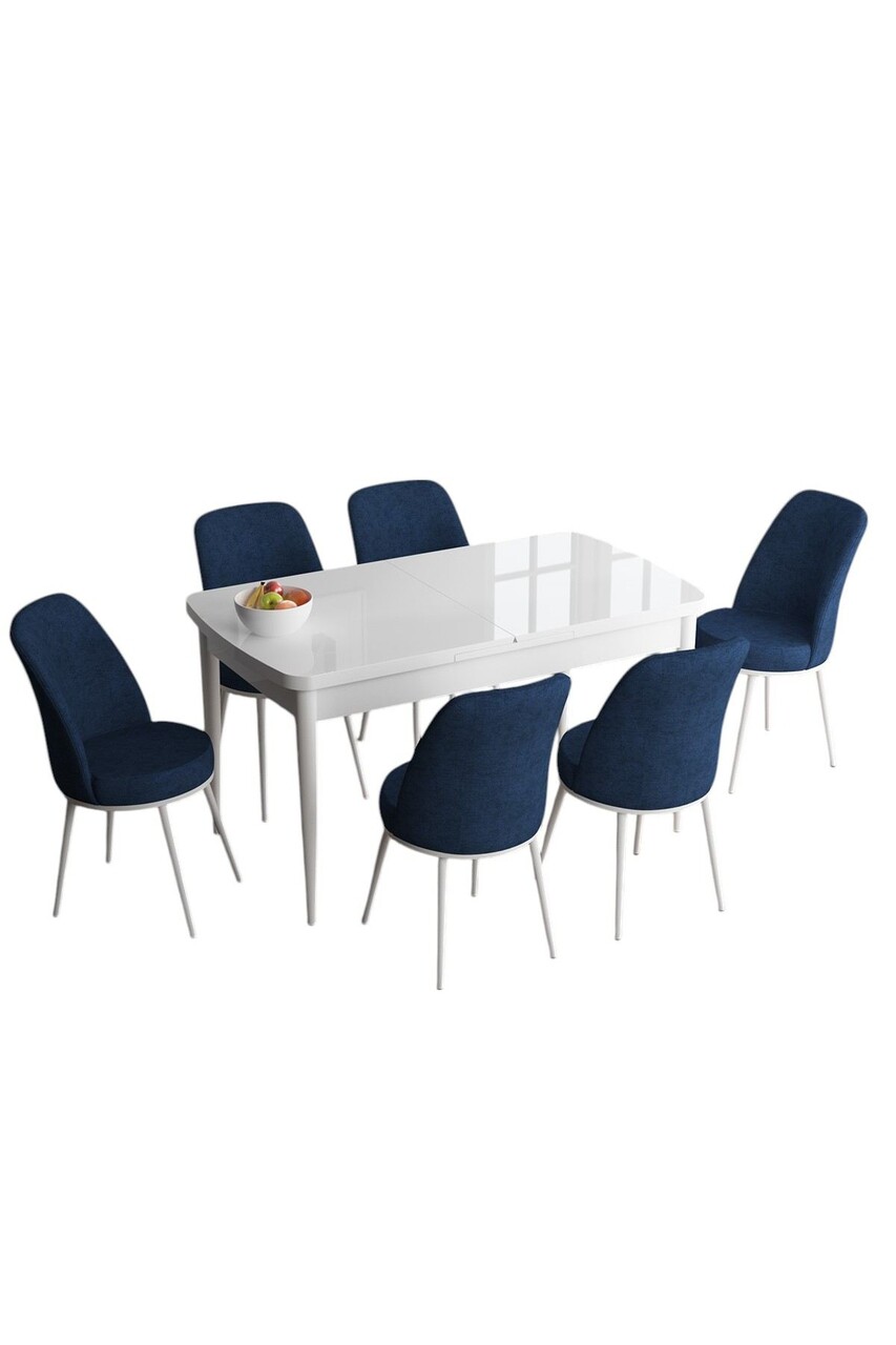 Set masa extensibila si scaune, Hanah Home, Han, Alb / Bleumarin - view 2