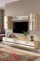 Comoda TV, Hanah Home, Ilay, 180x41x30 cm, Stejar Safir / Alb / Auriu