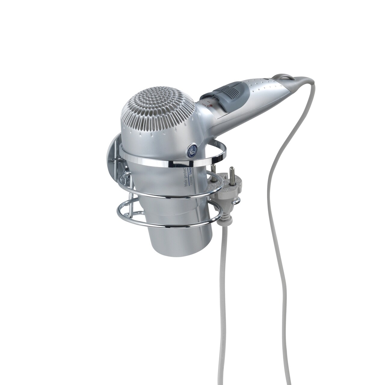 Suport pentru uscatorul de par Turbo-Loc, Wenko, 12.5x11.5x9 cm, inox, argintiu lucios - view 3