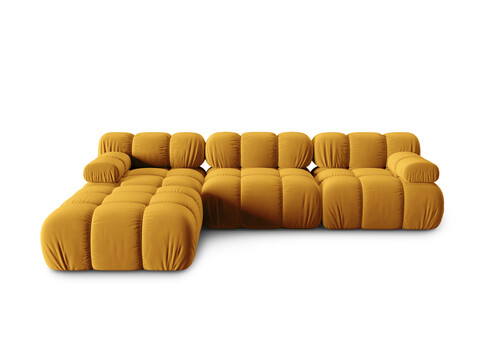 Canapea modulara 4 locuri, Bellis-51, Micadoni Home, 282x188x70 cm, catifea, galben