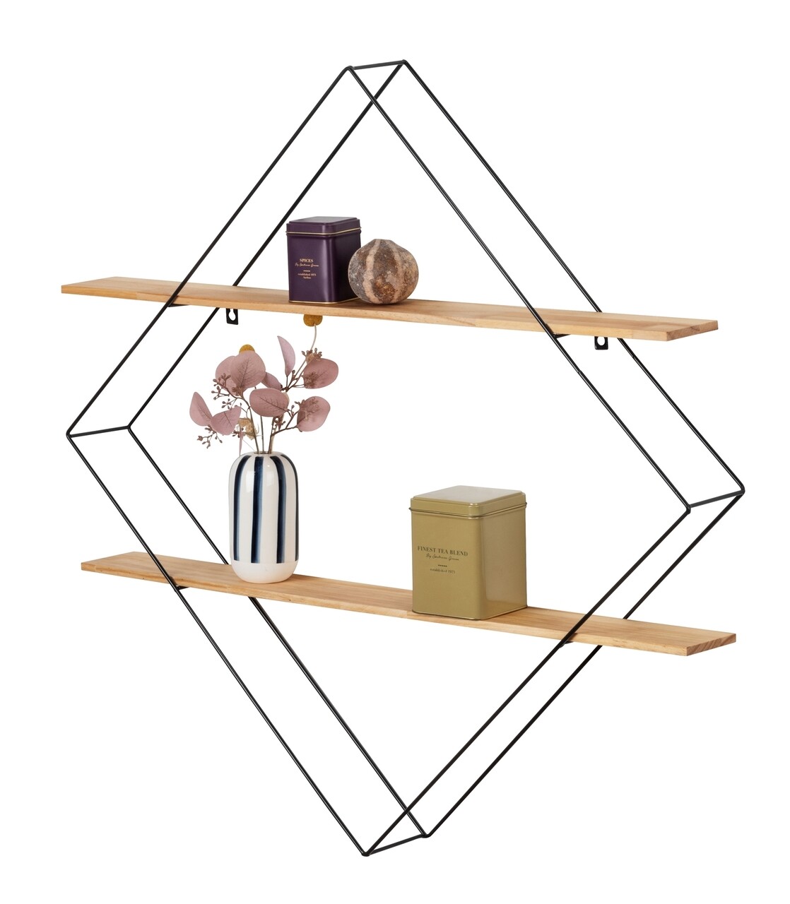 Etajera, Wenko, Geo, 56 x 56 x 10 cm, lemn/metal, negru/maro - 1 | YEO