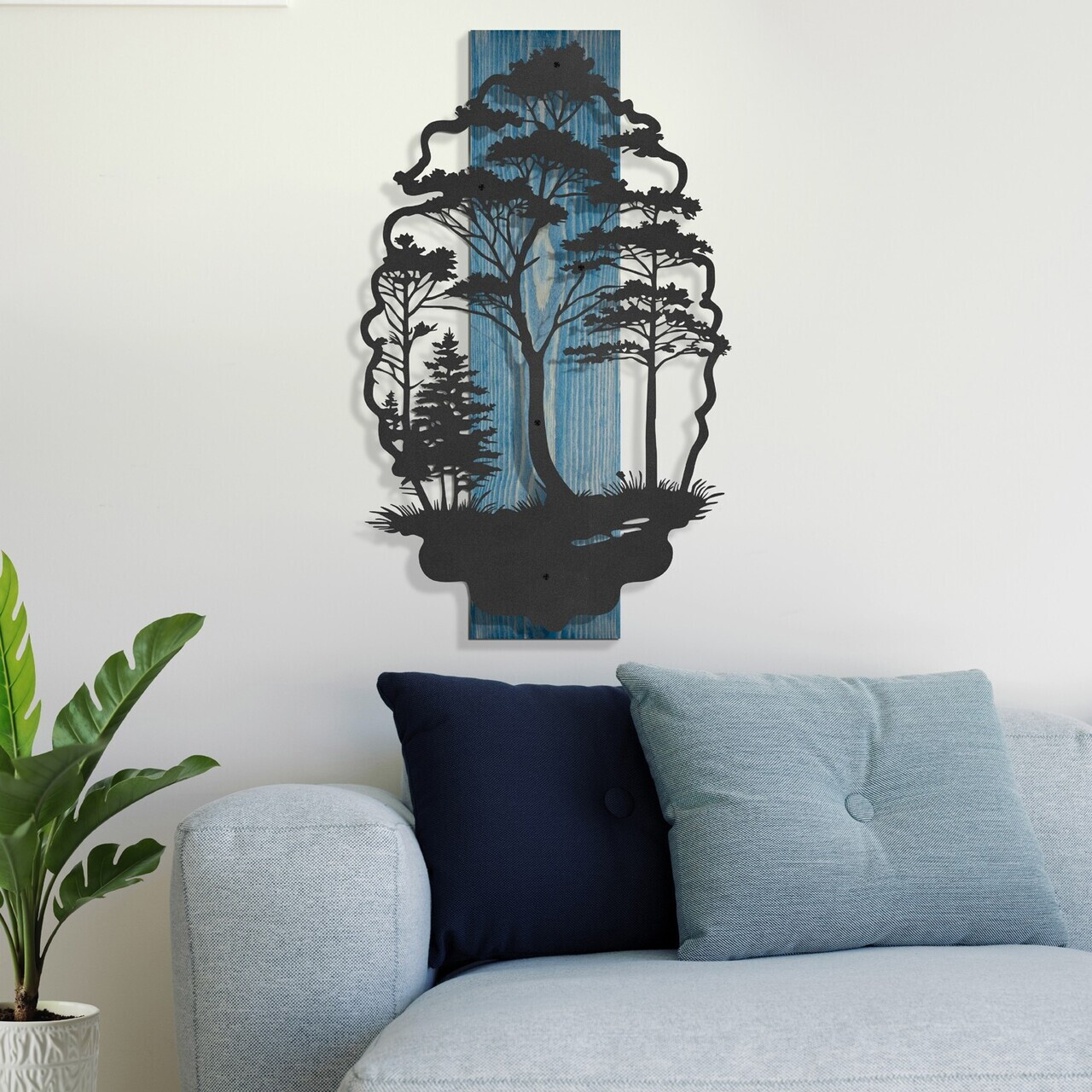 Decoratiune de perete, Sylva, Cadru: Lemn (Grosime: 2 cm), Albastru/Negru — imaginea 2