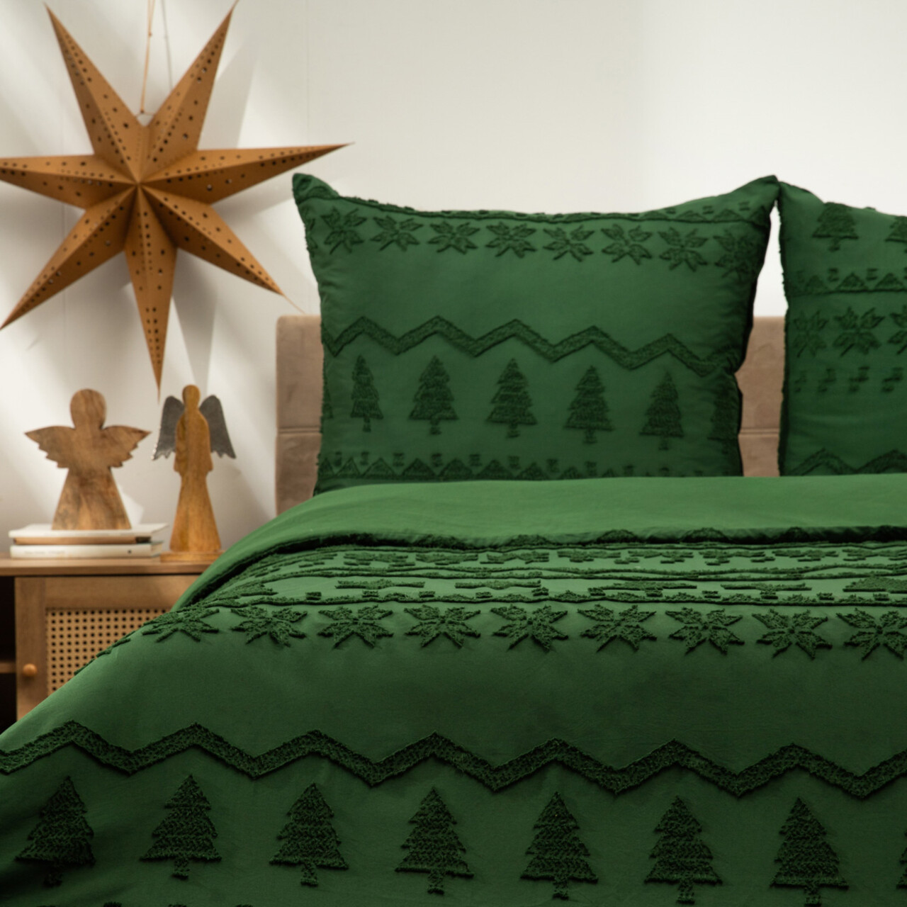Lenjerie de pat dubla Mariah, Homla, 3 piese, 160x200 cm, microfibra din poliester, verde