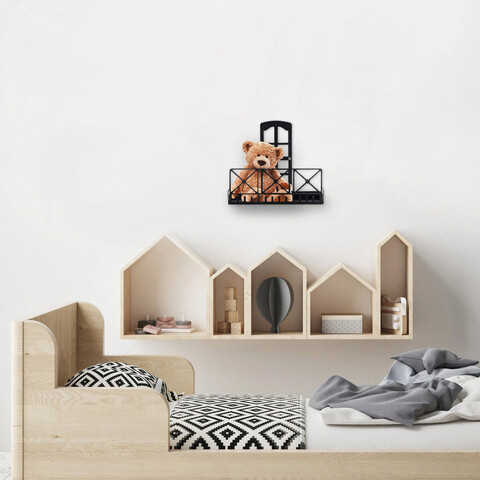 Raft de perete, Cerritos, Metal Wall Shelf 1, 42x36x16 cm, Negru Cerritos