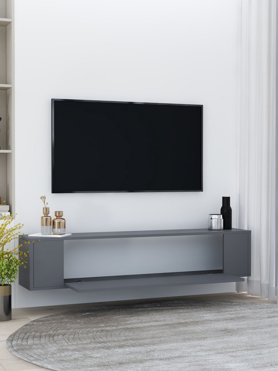 Comoda TV, Hanah Home, Restos, 120x33.2x26.4 cm, PAL , Antracit - view 3