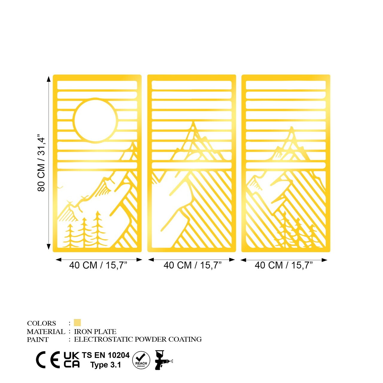 Decoratiune de perete, Scenic Trio G, Grosime: 1,5 mm, Auriu — imaginea 6