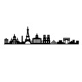 Decoratiune de perete, Paris Skyline, Metal, Dimensiune: 120 x 29 cm, Negru