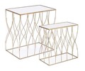 Set 2 masute de cafea Elenor, Bizzotto, 56 x 35.5 x 56 cm, otel/sticla, auriu