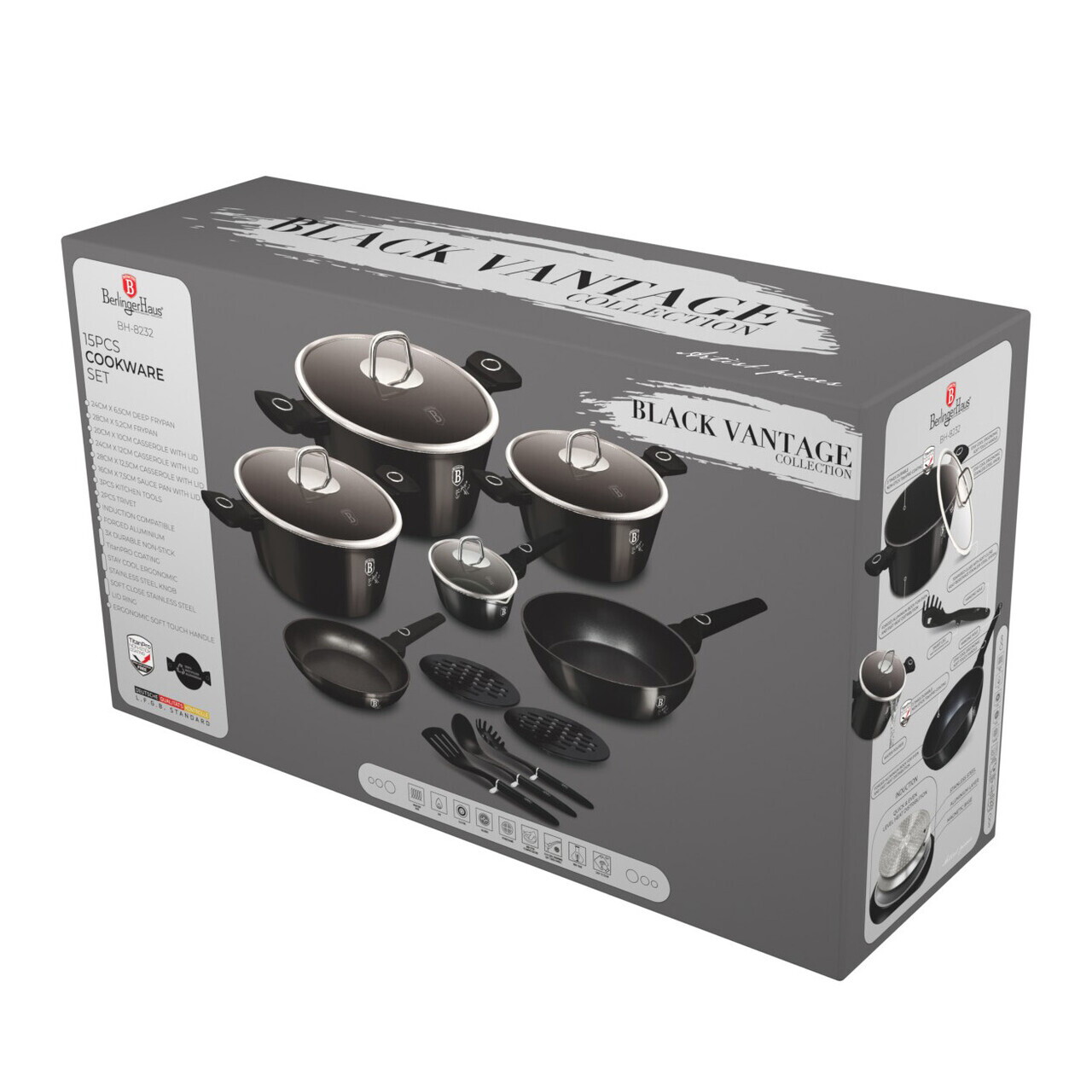 Set pentru gatit Berlinger Haus, Black Vantage, 15 piese, aluminiu forjat, negru lucios - imagine 11