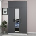 Dulap pentru haine, Minerva, Minar 235, 135x235x52 cm, PAL, Antracit/Alb