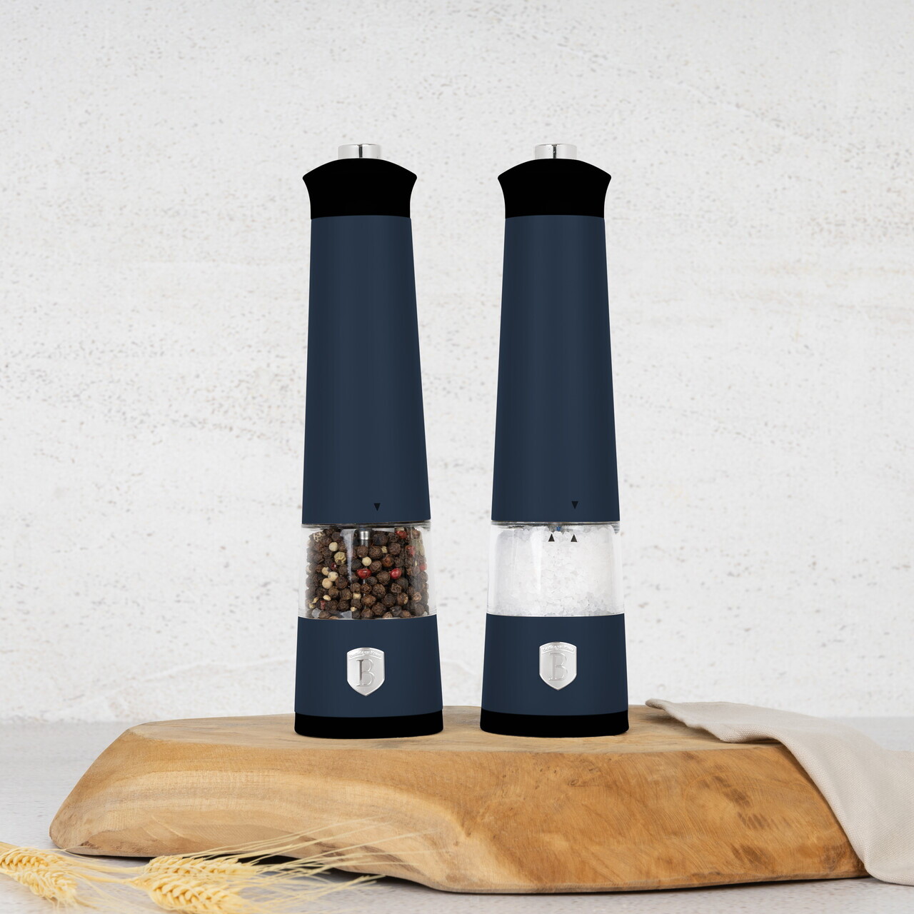 Set 2 rasnite electrice pentru sare/piper Berlinger Haus, Deep Sea, plastic/ceramica, albastru mat - imagine 6