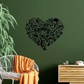 Decoratiune de perete, Musical Heart, Metal, Dimensiune: 74 x 60 cm, Negru