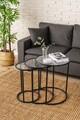 Set masute 3 piese, Caliente, Alya, Negru/Transparent