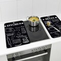 Set 2 protectii universale pentru aragaz Kitchen Rules, Wenko, 30x52x1.8-5 cm, sticla temperata, negru/alb
