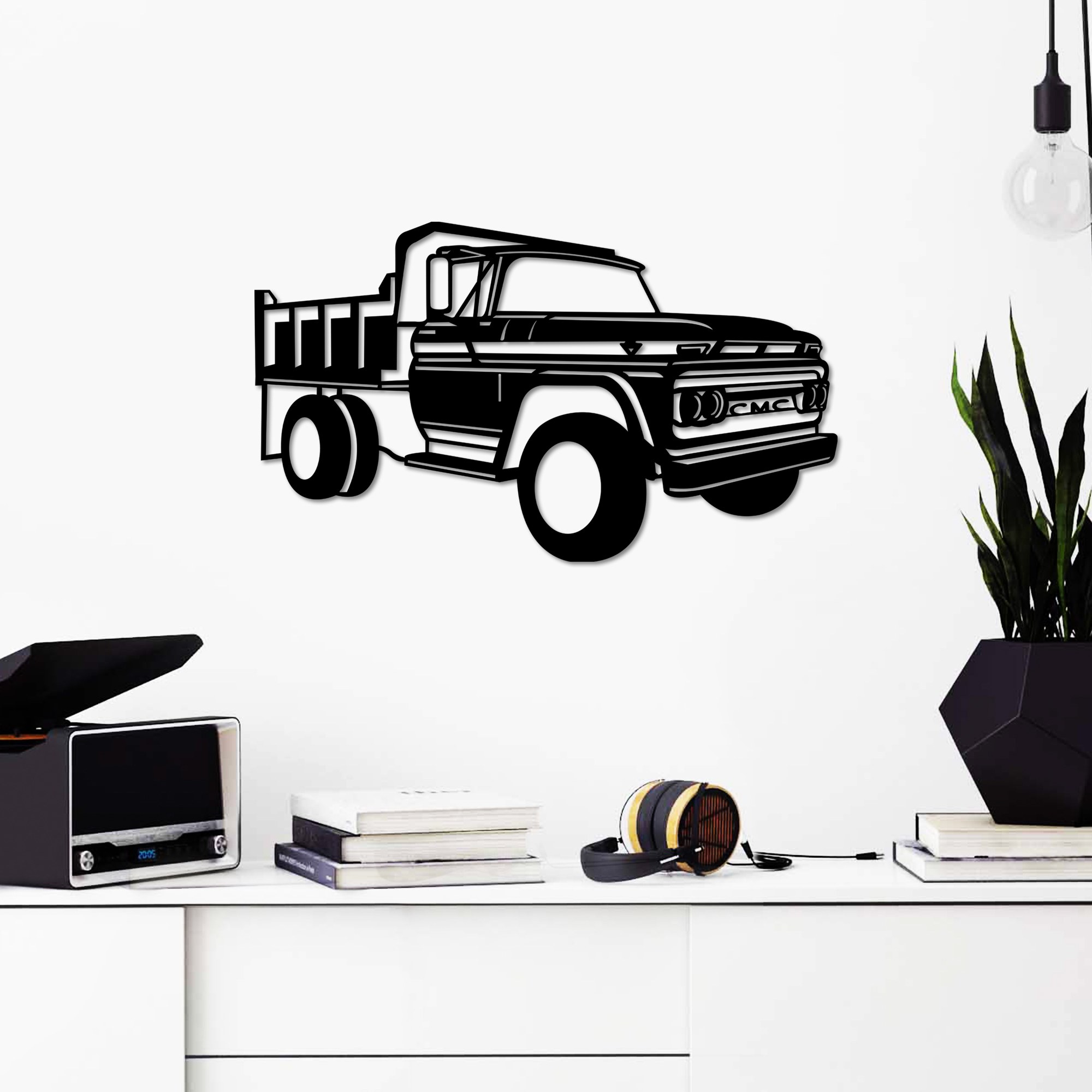 Decoratiune de perete, GMC Truck 1962, Dimensiune: 60 x 35 cm , Negru