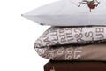 Lenjerie de pat dubla king size, Beverly Hills Polo Club, BHPC 004 - Brown, 3 piese, bumbac ranforce, multicolor