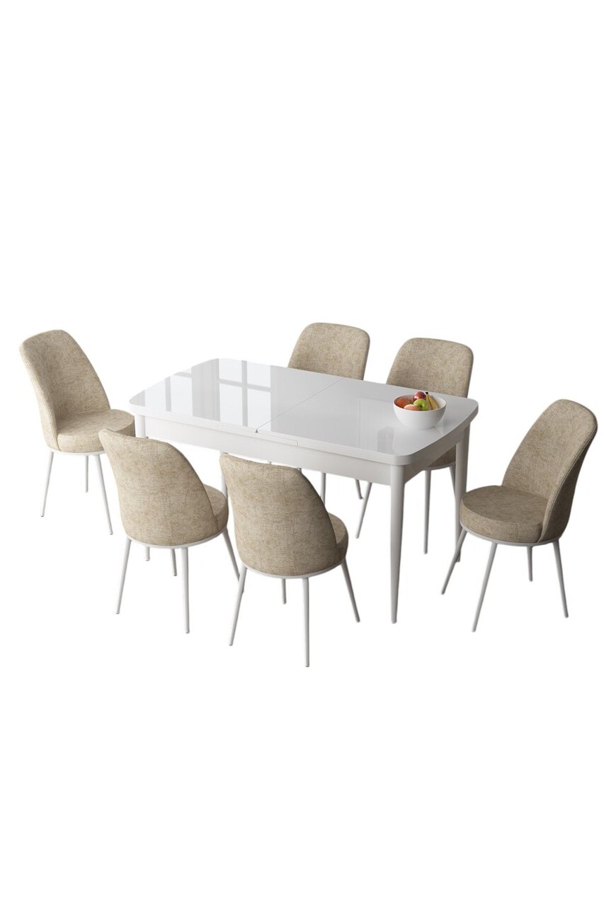 Set masa extensibila si scaune, Hanah Home, Zen, Alb / Crem - view 2