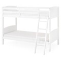 Set 2 paturi suprapuse 98x190 cm cu somiere incluse, Avatar,  L.202 l.106 H.156, lemn masiv de plop/mdf, alb