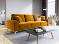 Canapea, Madara, Mazzini Sofas, 3 locuri, gold legs, 222x102x90 cm, catifea, galben