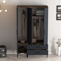 Dulap pentru haine, Hommy Craft, Kumsal ST, 120x47.5x201.4 cm, PAL, Nuc / Antracit