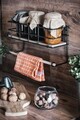Raft de perete, Puqa Design, Gwen, 32x10x16.5 cm, PAL, Stejar / Negru