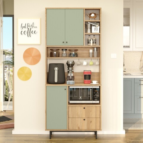 Dulap multifunctional, Locelso, RE6-SY, Stejar / Verde