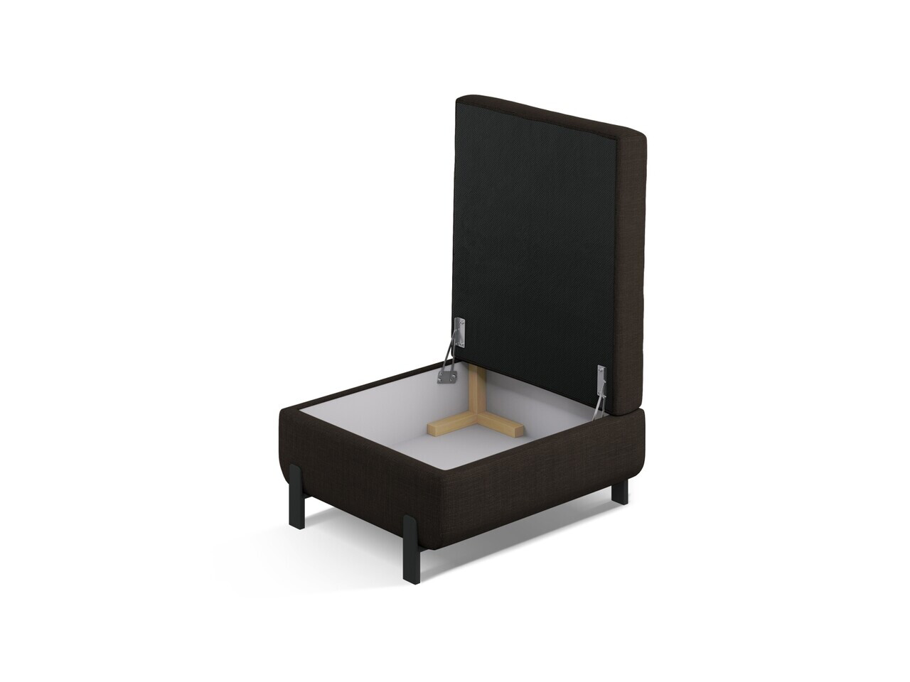 Taburet cu spatiu de depozitare, Gloria, Micadoni Home, 92x76x51 cm, tesatura structurata, gri inchis — imaginea 3